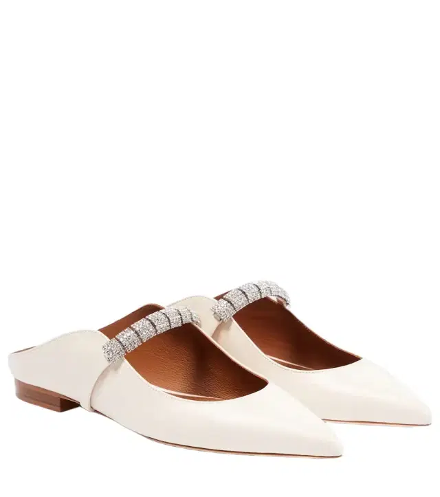 Malone Souliers Bella embellished leather slippers