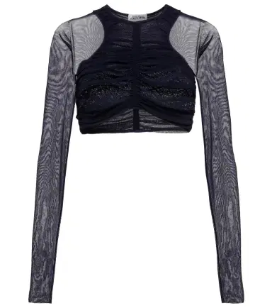 Jean Paul Gaultier Ruched mesh crop top | Thumbnail 1