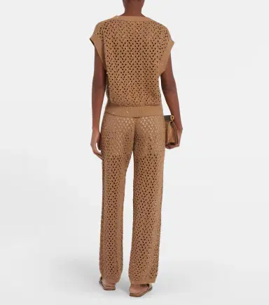 Brunello Cucinelli Open-knit cotton, linen and silk top | Thumbnail 2