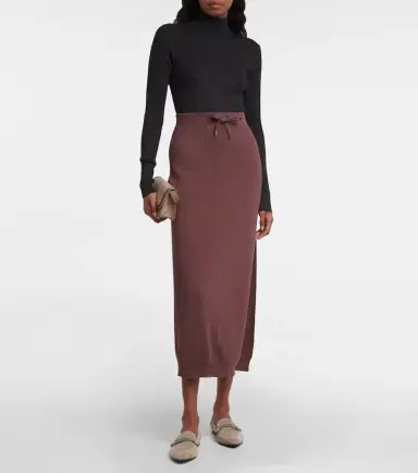 Brunello Cucinelli Ribbed-knit cotton midi skirt | Thumbnail 3