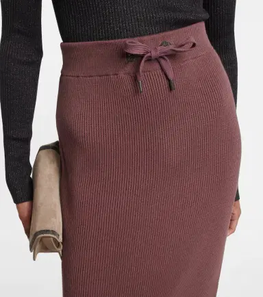 Brunello Cucinelli Ribbed-knit cotton midi skirt | Thumbnail 4