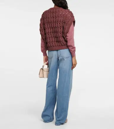 Brunello Cucinelli Open-work cotton-blend top | Thumbnail 3