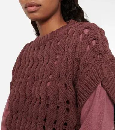 Brunello Cucinelli Open-work cotton-blend top | Thumbnail 4