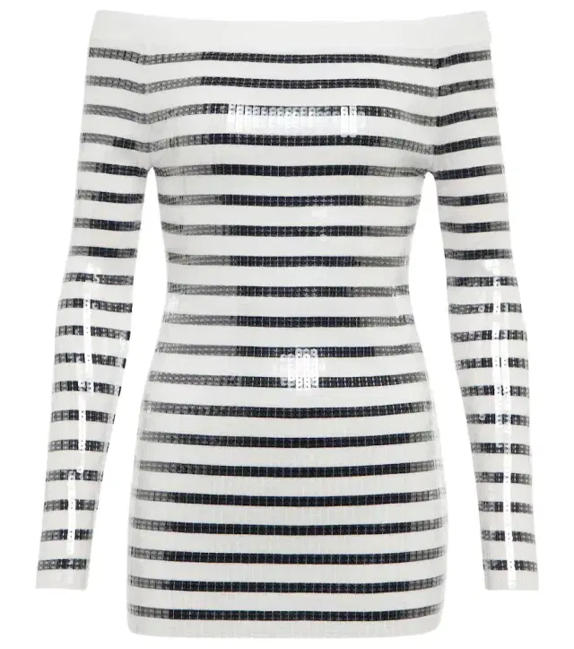 Jean Paul Gaultier Sequined striped sweater minidress