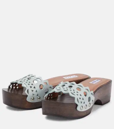 Alaïa Alaïa Vienne leather and wood slides | Thumbnail 4