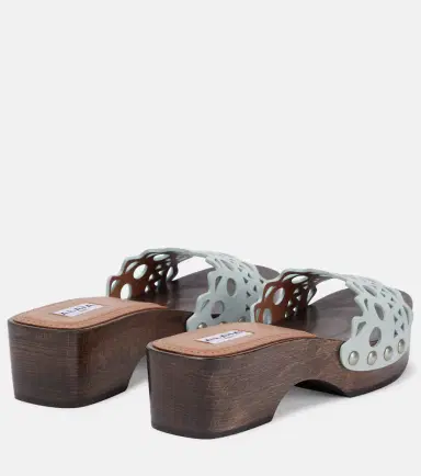 Alaïa Alaïa Vienne leather and wood slides | Thumbnail 5