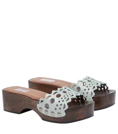 Alaïa Alaïa Vienne leather and wood slides | Thumbnail 1