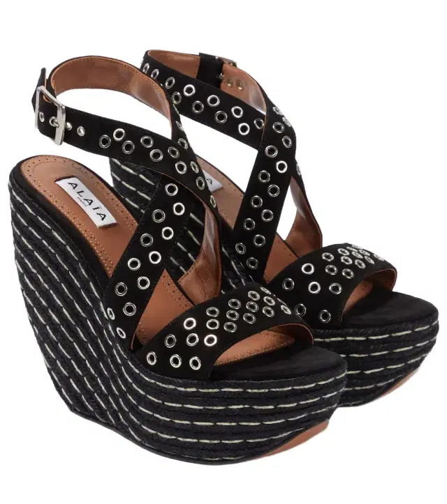 Alaia Alaïa Embellished suede wedge sandals