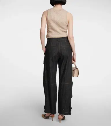 Brunello Cucinelli High-rise denim cargo pants | Thumbnail 3