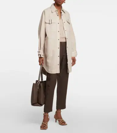 Brunello Cucinelli Cotton and linen overshirt | Thumbnail 4
