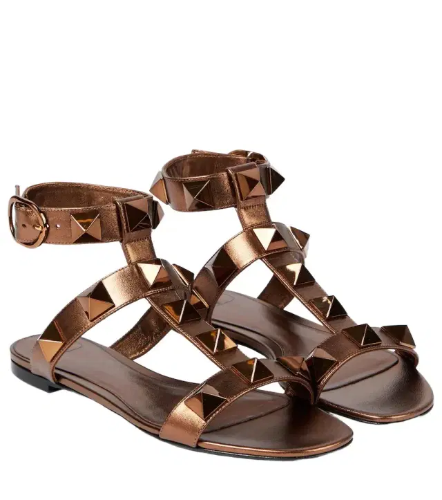 Valentino Garavani Roman Stud metallic leather sandals
