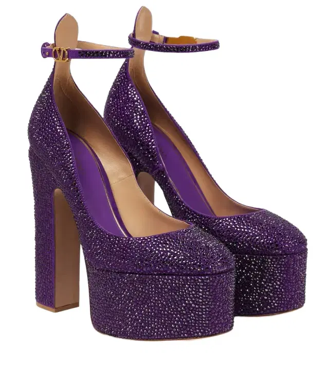Valentino Garavani Tan-Go embellished leather platform pumps
