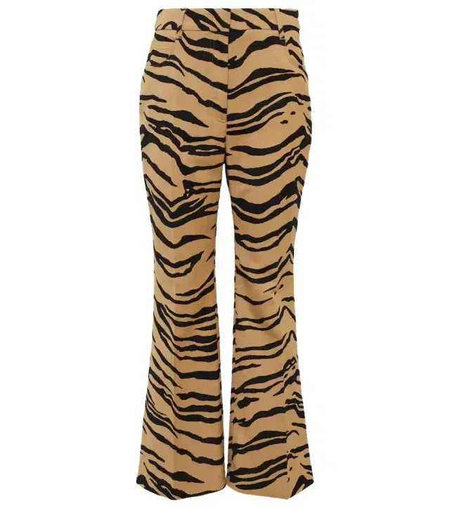 Stella McCartney Tiger-print wool-blend flared pants