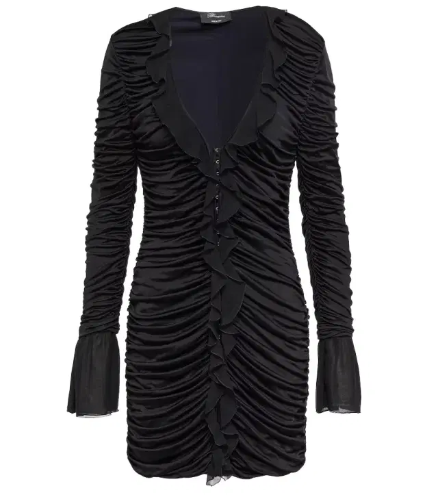 Blumarine Deep V-neck ruched minidress
