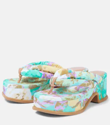 Dries Van Noten Floral-printed platform thong sandals | Thumbnail 5