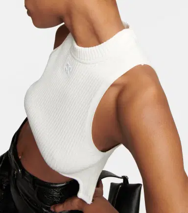 Courreges Courrèges Ribbed-knit cropped top with suspenders | Thumbnail 5