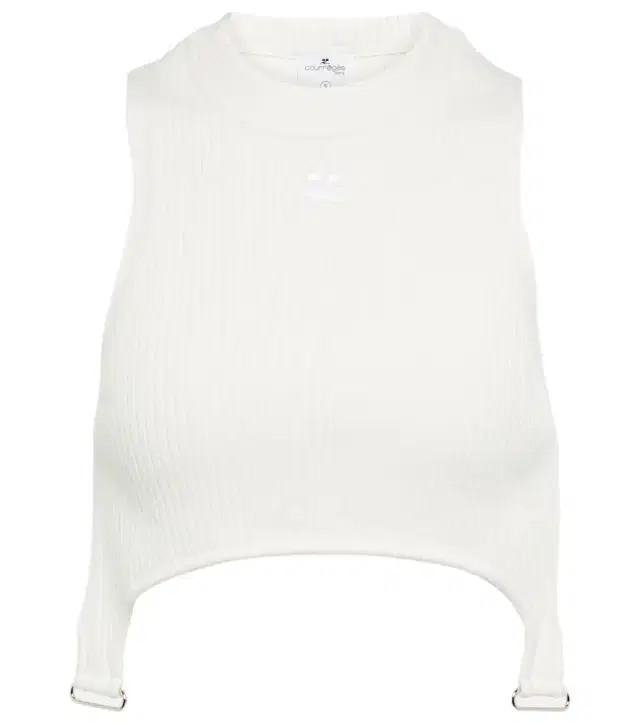 Courreges Courrèges Ribbed-knit cropped top with suspenders