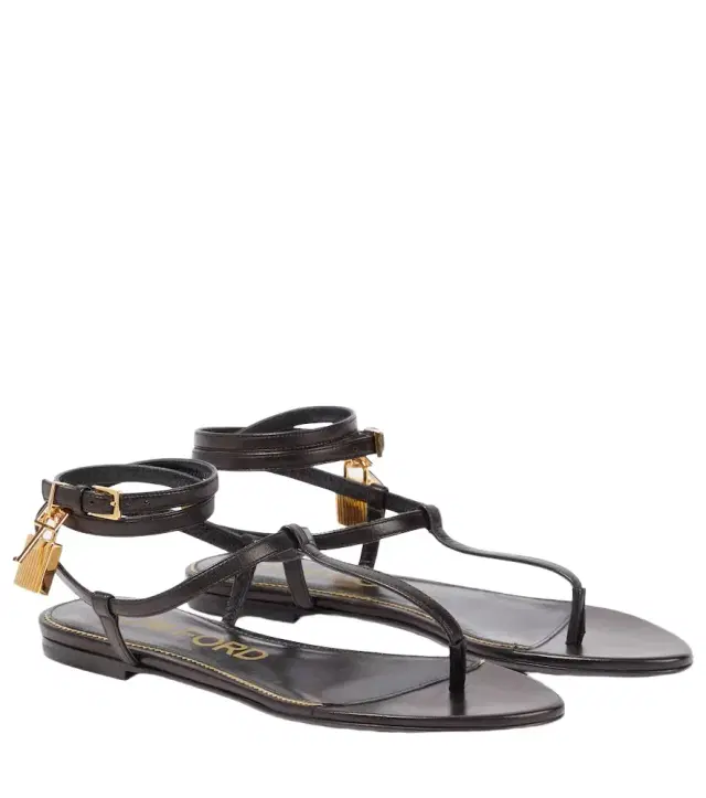 Tom Ford Padlock leather thong sandals