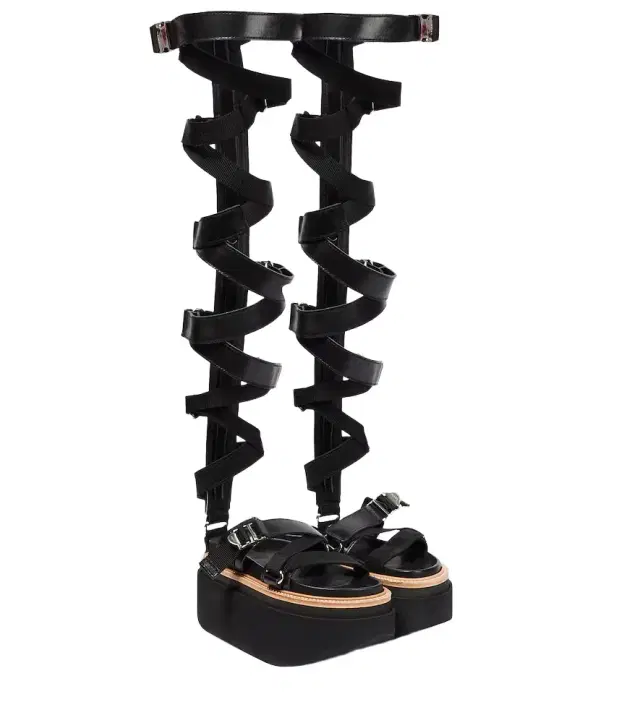 Sacai Lace-up leather sandals