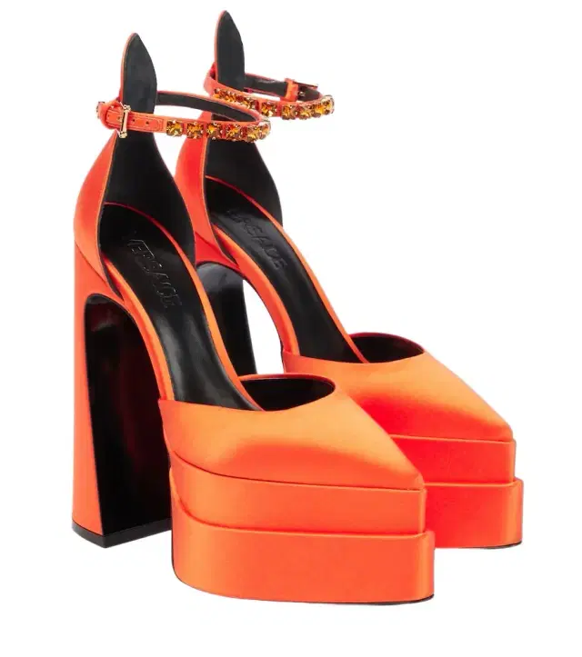 Versace Aevitas Pointy satin platform pumps