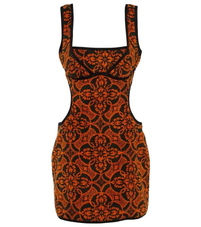 Marine Serre Jacquard cutout cotton minidress