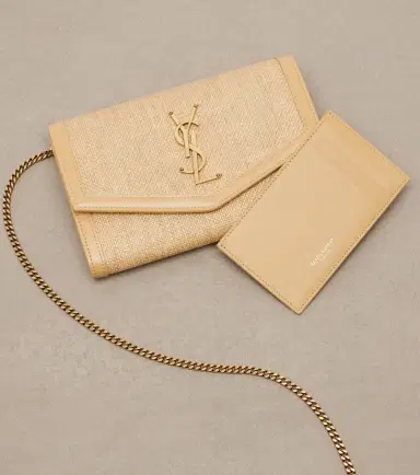 Saint Laurent Uptown raffia wallet on chain | Thumbnail 2 Saint Laurent Uptown raffia wallet on chain | Thumbnail 2