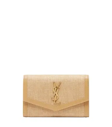 Saint Laurent Uptown raffia wallet on chain | Thumbnail 1 Saint Laurent Uptown raffia wallet on chain | Thumbnail 1