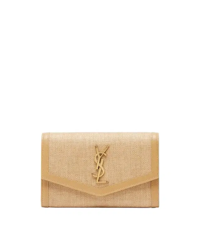 Saint Laurent Uptown raffia wallet on chain