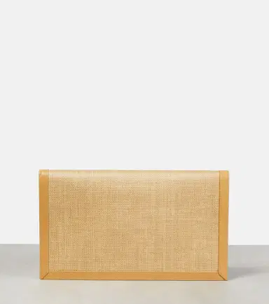 Saint Laurent Uptown leather-trimmed raffia clutch | Thumbnail 5