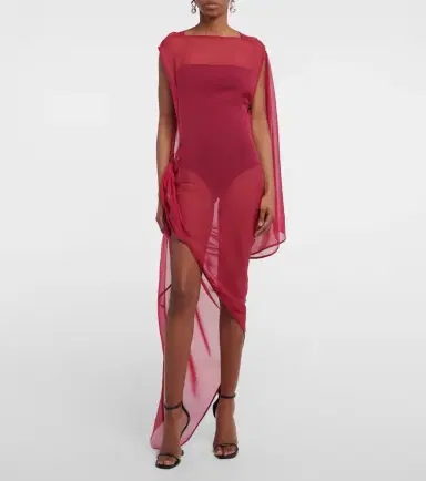 Rick Owens Abito draped silk maxi dress | Thumbnail 3 Rick Owens Abito draped silk maxi dress | Thumbnail 3