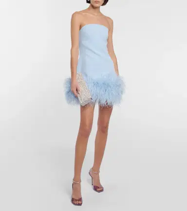 Safiyaa Feather-trimmed crêpe minidress | Thumbnail 3