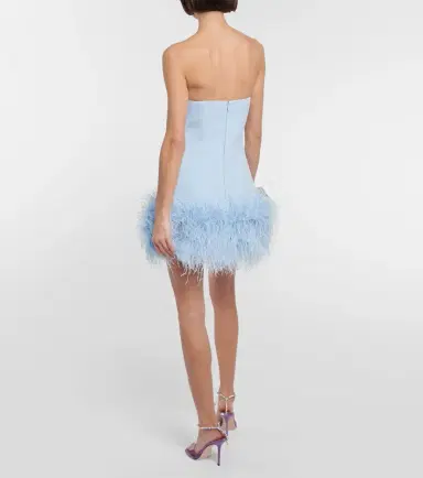 Safiyaa Feather-trimmed crêpe minidress | Thumbnail 4