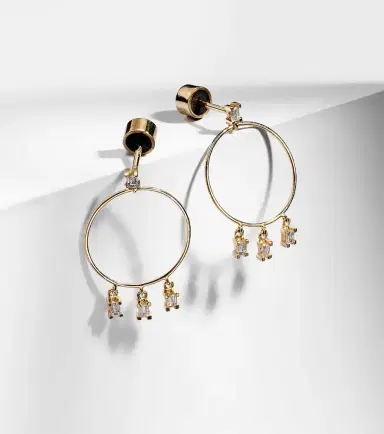 Ileana Makri 18kt yellow gold hoop earrings with diamonds | Thumbnail 5 Ileana Makri 18kt yellow gold hoop earrings with diamonds | Thumbnail 5