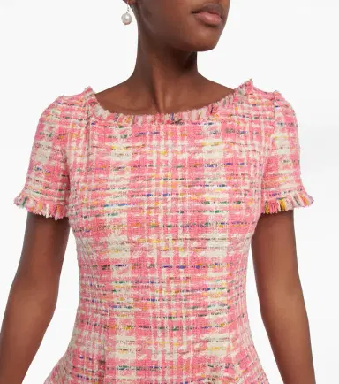 Oscar de la Renta Fringed checked tweed minidress | Thumbnail 4