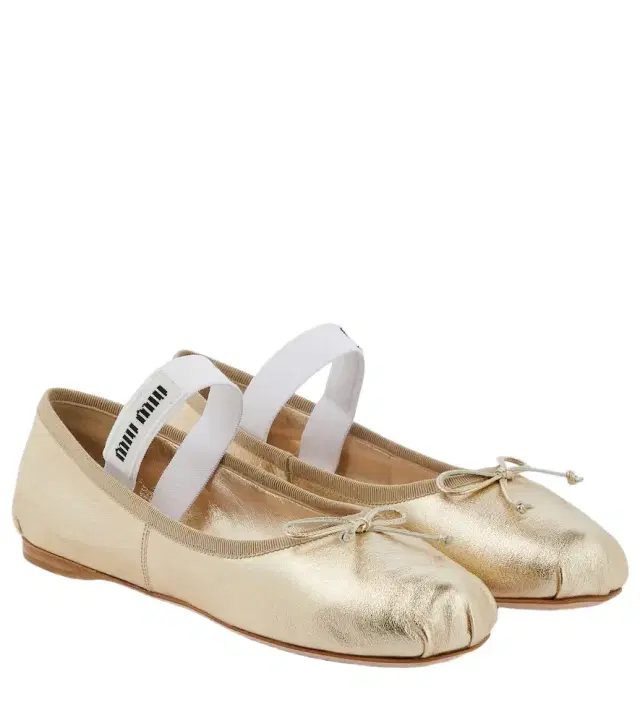 Logo leather ballet flats