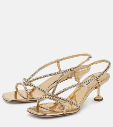 Miu Miu Embellished metallic leather sandals | Thumbnail 2 Miu Miu Embellished metallic leather sandals | Thumbnail 2