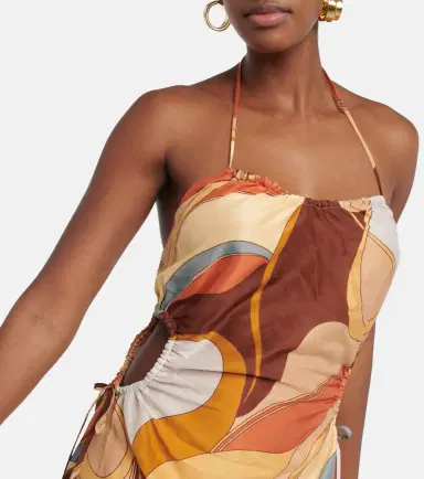 SIR Printed cotton and silk midi dress | Thumbnail 4