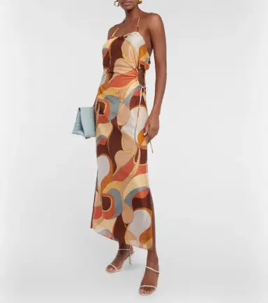 SIR Printed cotton and silk midi dress | Thumbnail 5
