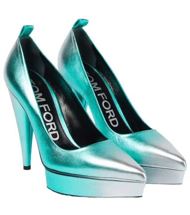Tom Ford Metallic leather platform pumps