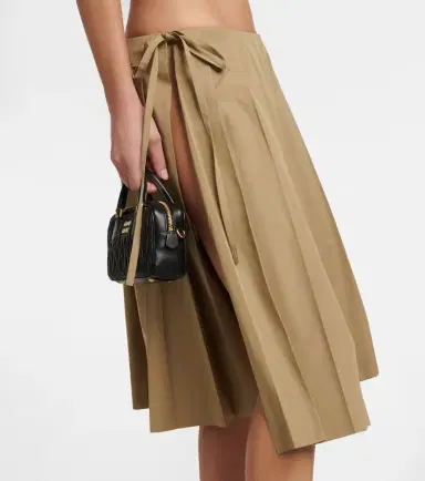 Miu Miu Embroidered pleated cotton midi skirt | Thumbnail 2
