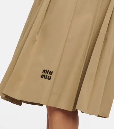 Miu Miu Embroidered pleated cotton midi skirt | Thumbnail 4