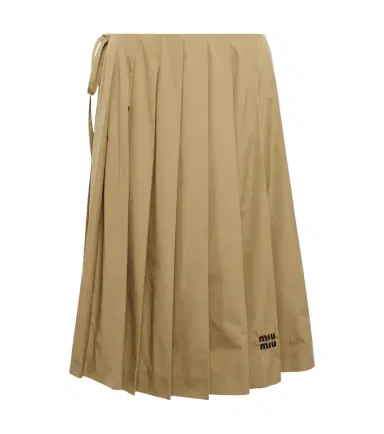Miu Miu Embroidered pleated cotton midi skirt | Thumbnail 1