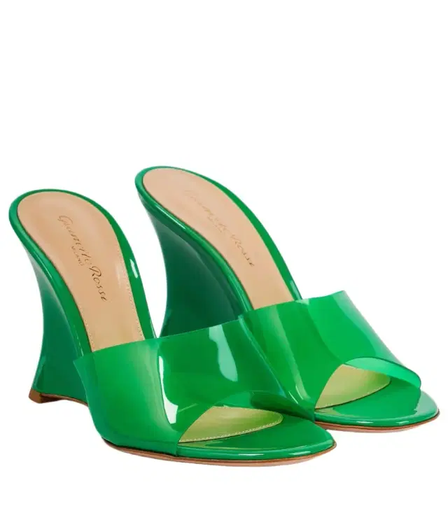 Gianvito Rossi Vernice PVC wedge mules