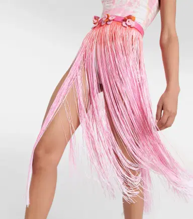 Roberta Einer Ombré leather-trimmed tassel midi skirt | Thumbnail 2