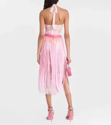 Roberta Einer Ombré leather-trimmed tassel midi skirt | Thumbnail 4