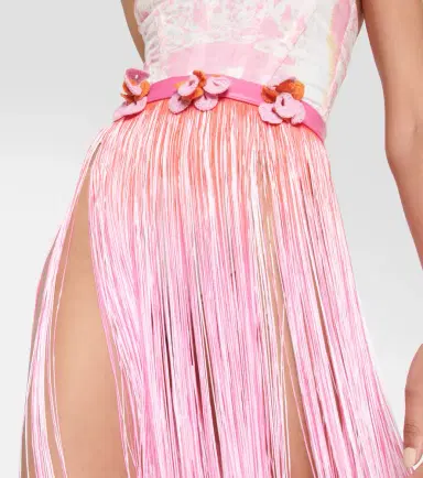 Roberta Einer Ombré leather-trimmed tassel midi skirt | Thumbnail 5