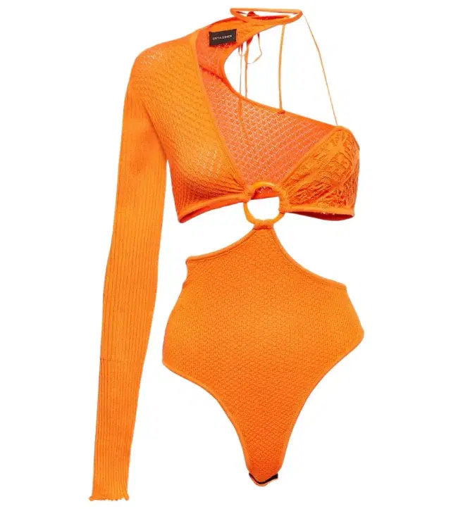 Roberta Einer Legato asymmetrical cotton-blend bodysuit