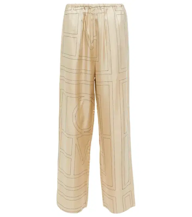 Logo wide-leg silk pants