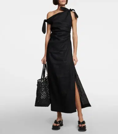 SIR One-shoulder linen maxi dress | Thumbnail 5