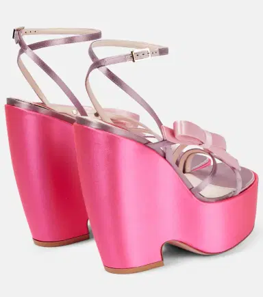 Roger Vivier Choc Bow satin wedge sandals | Thumbnail 2